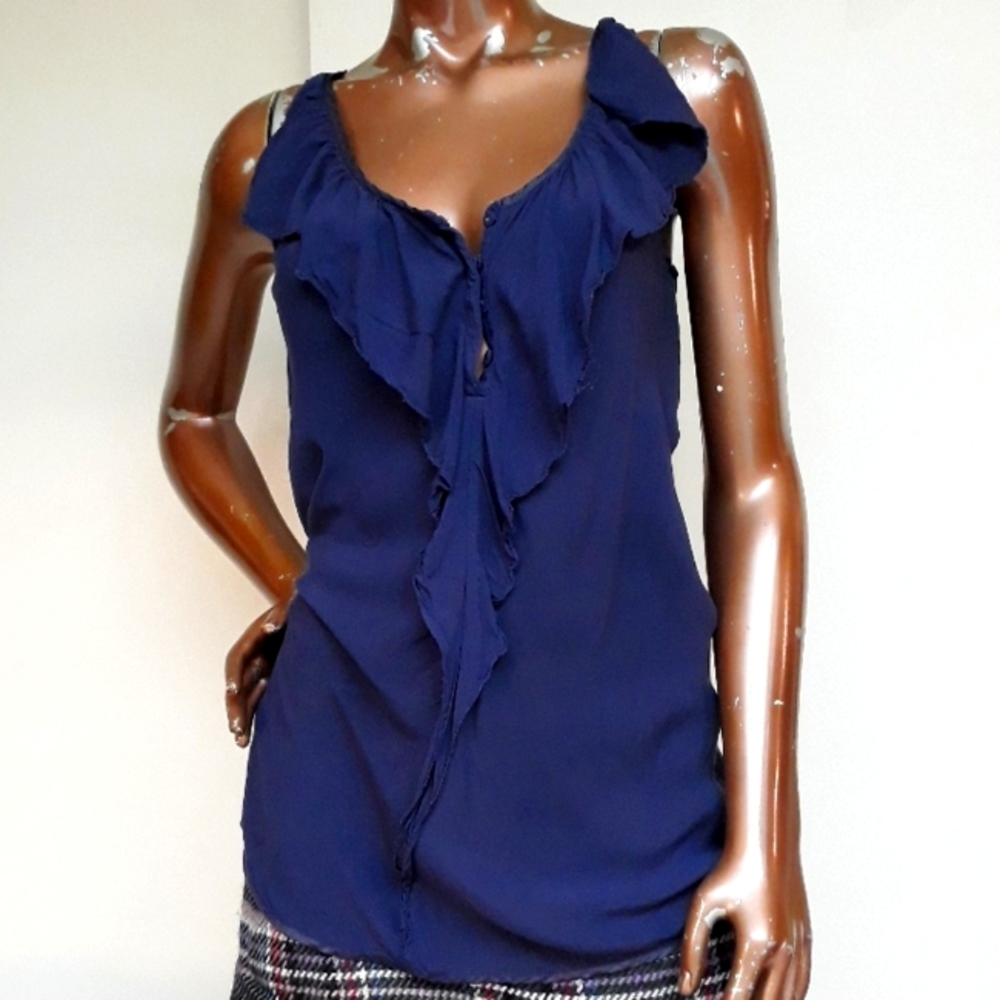 Deep Purple Ruffled Front Blouse by Gap